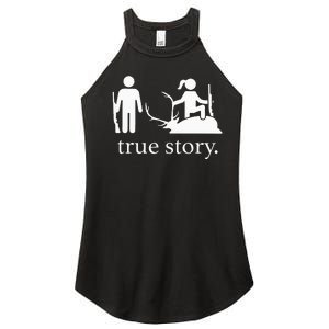 true story hunting lover Women's Perfect Tri Rocker Tank