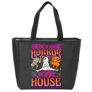 Theres Some Horrors In This House Ghost Pumpkin Halloween Zip Tote Bag