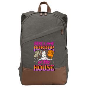 Theres Some Horrors In This House Ghost Pumpkin Halloween Cotton Canvas Backpack