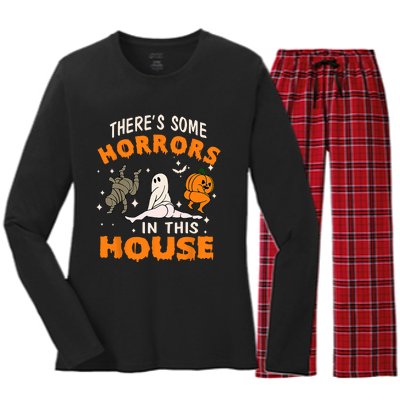 Theres Some Horrors In This House Funny Halloween Costume Women's Long Sleeve Flannel Pajama Set 