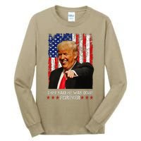 They Said He Was Done Forever Funny Trump Usa Flag Vintage Tall Long Sleeve T-Shirt