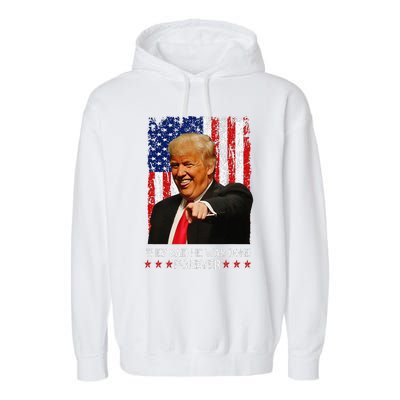 They Said He Was Done Forever Funny Trump Usa Flag Vintage Garment-Dyed Fleece Hoodie