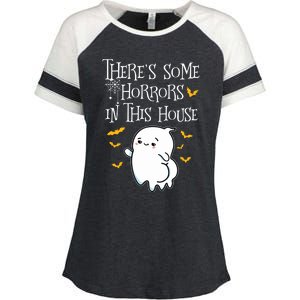 Theres Some Horrors In This House Booty Ghost Enza Ladies Jersey Colorblock Tee