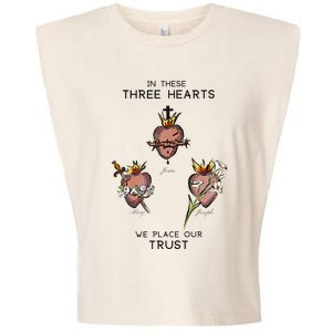 Three Sacred Hearts Of Jesus Mary Joseph Jmj Catholic Garment-Dyed Women's Muscle Tee