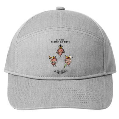 Three Sacred Hearts Of Jesus Mary Joseph Jmj Catholic 7-Panel Snapback Hat
