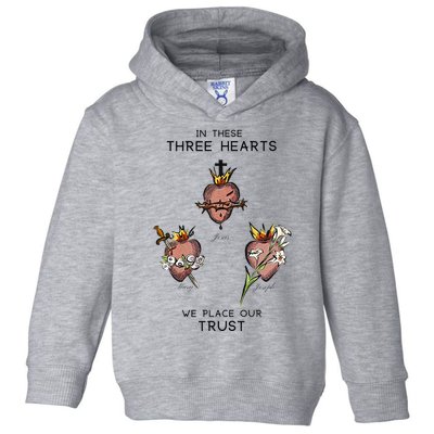 Three Sacred Hearts Of Jesus Mary Joseph Jmj Catholic Toddler Hoodie