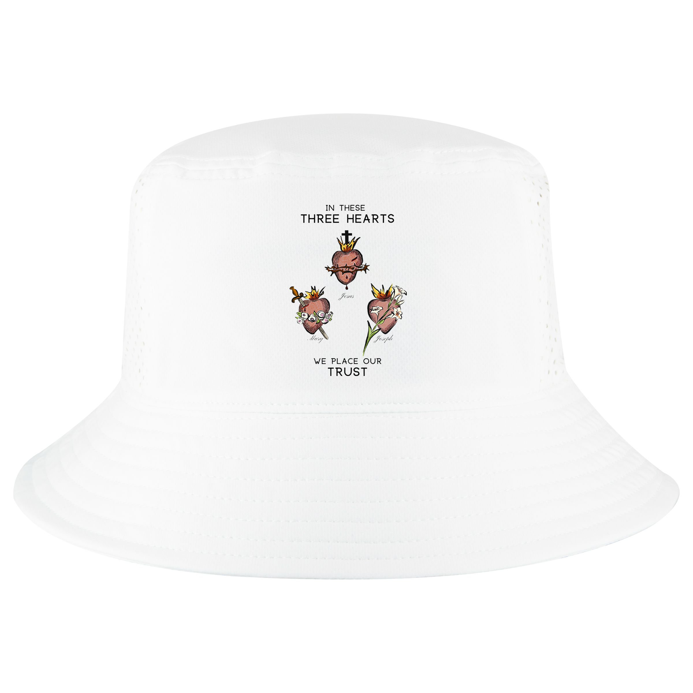 Three Sacred Hearts Of Jesus Mary Joseph Jmj Catholic Cool Comfort Performance Bucket Hat