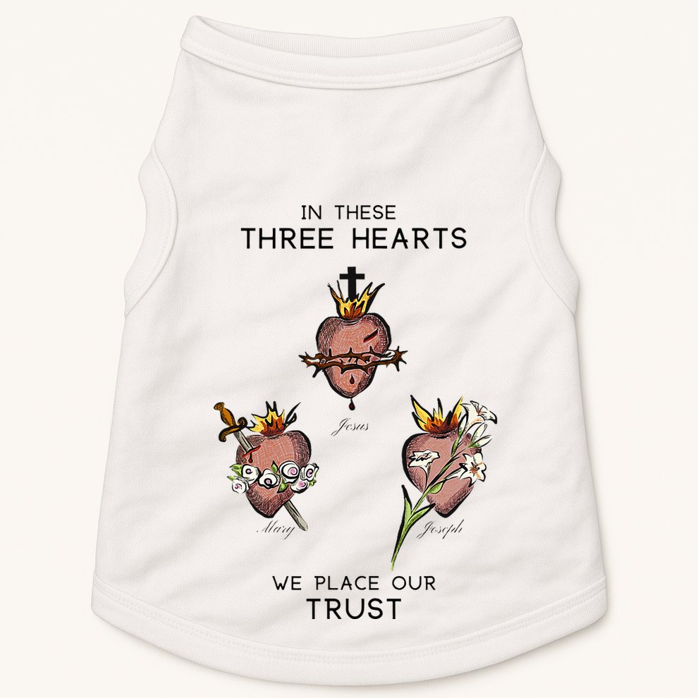 Three Sacred Hearts Of Jesus Mary Joseph Jmj Catholic Doggie Tank