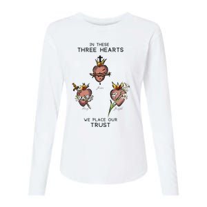 Three Sacred Hearts Of Jesus Mary Joseph Jmj Catholic Womens Cotton Relaxed Long Sleeve T-Shirt