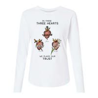 Three Sacred Hearts Of Jesus Mary Joseph Jmj Catholic Womens Cotton Relaxed Long Sleeve T-Shirt