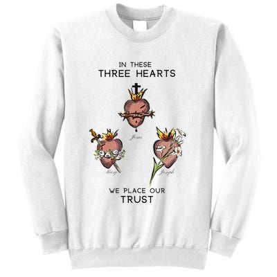 Three Sacred Hearts Of Jesus Mary Joseph Jmj Catholic Sweatshirt