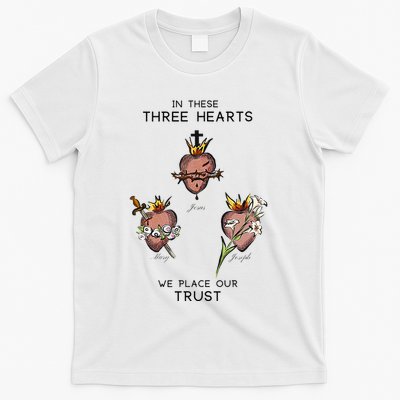 Three Sacred Hearts Of Jesus Mary Joseph Jmj Catholic T-Shirt