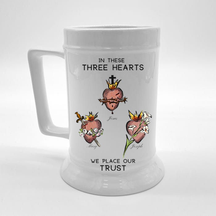 Three Sacred Hearts Of Jesus Mary Joseph Jmj Catholic Beer Stein