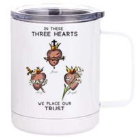 Three Sacred Hearts Of Jesus Mary Joseph Jmj Catholic 12 oz Stainless Steel Tumbler Cup