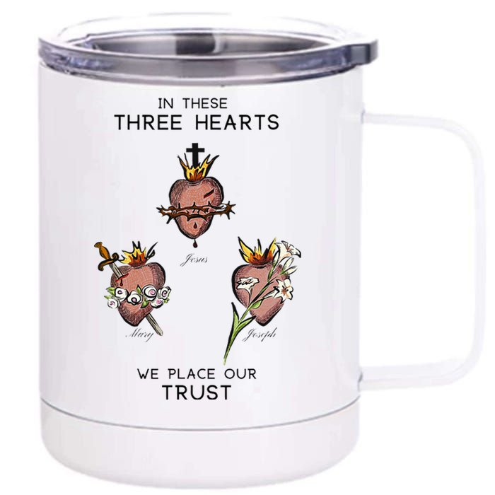 Three Sacred Hearts Of Jesus Mary Joseph Jmj Catholic 12 oz Stainless Steel Tumbler Cup