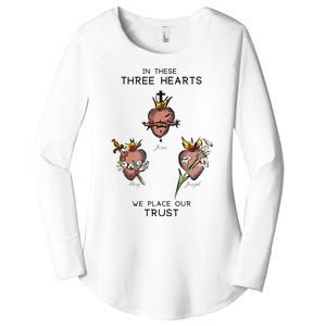 Three Sacred Hearts Of Jesus Mary Joseph Jmj Catholic Women's Perfect Tri Tunic Long Sleeve Shirt