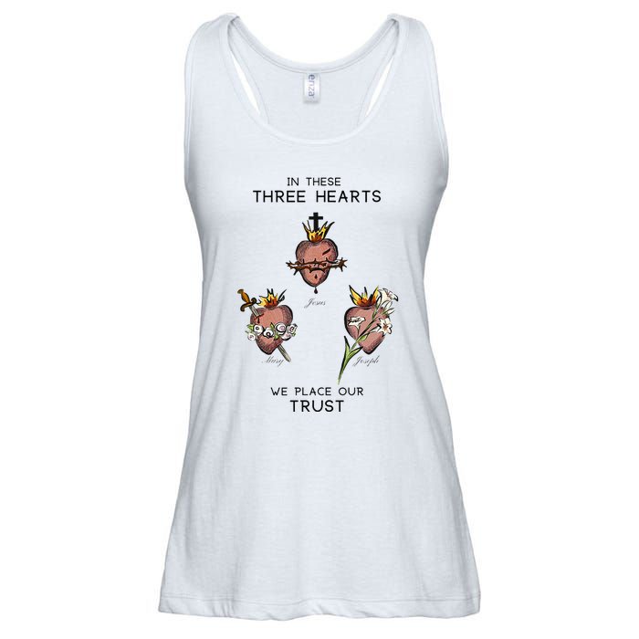 Three Sacred Hearts Of Jesus Mary Joseph Jmj Catholic Ladies Essential Flowy Tank