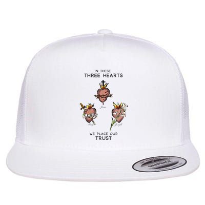 Three Sacred Hearts Of Jesus Mary Joseph Jmj Catholic Flatbill Hat
