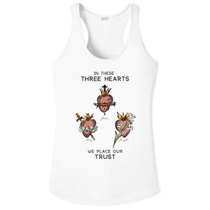 Three Sacred Hearts Of Jesus Mary Joseph Jmj Catholic Ladies PosiCharge Competitor Racerback Tank