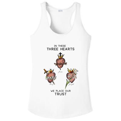 Three Sacred Hearts Of Jesus Mary Joseph Jmj Catholic Ladies PosiCharge Competitor Racerback Tank