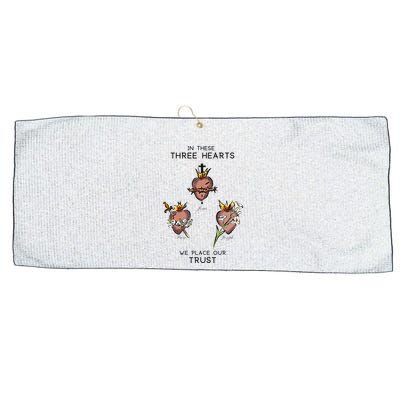 Three Sacred Hearts Of Jesus Mary Joseph Jmj Catholic Large Microfiber Waffle Golf Towel