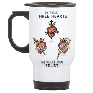 Three Sacred Hearts Of Jesus Mary Joseph Jmj Catholic Stainless Steel Travel Mug