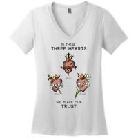 Three Sacred Hearts Of Jesus Mary Joseph Jmj Catholic Women's V-Neck T-Shirt