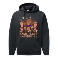 The Same Heart Inside African Hand Black History Month BLM Performance Fleece Hoodie