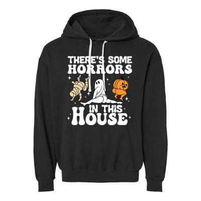 Theres Some Horrors In This House Ghost Pumpkin Halloween Garment-Dyed Fleece Hoodie