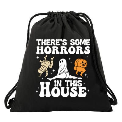 Theres Some Horrors In This House Ghost Pumpkin Halloween Drawstring Bag