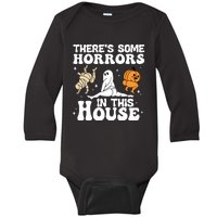 Theres Some Horrors In This House Ghost Pumpkin Halloween Baby Long Sleeve Bodysuit