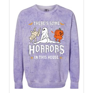 Theres Some Horrors In This House Ghost Pumpkin Halloween Colorblast Crewneck Sweatshirt