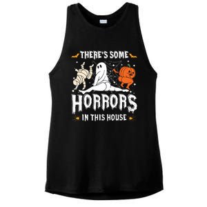 Theres Some Horrors In This House Ghost Pumpkin Halloween Ladies PosiCharge Tri-Blend Wicking Tank