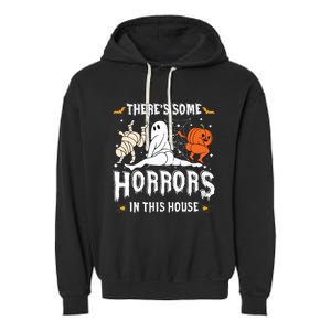 Theres Some Horrors In This House Ghost Pumpkin Halloween Garment-Dyed Fleece Hoodie