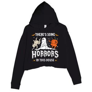 Theres Some Horrors In This House Ghost Pumpkin Halloween Crop Fleece Hoodie