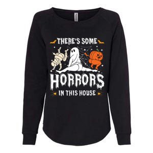 Theres Some Horrors In This House Ghost Pumpkin Halloween Womens California Wash Sweatshirt