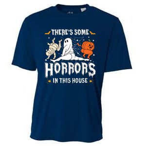 Theres Some Horrors In This House Ghost Pumpkin Halloween Cooling Performance Crew T-Shirt