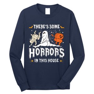 Theres Some Horrors In This House Ghost Pumpkin Halloween Long Sleeve Shirt