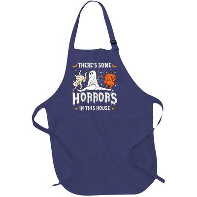 Theres Some Horrors In This House Ghost Pumpkin Halloween Full-Length Apron With Pockets