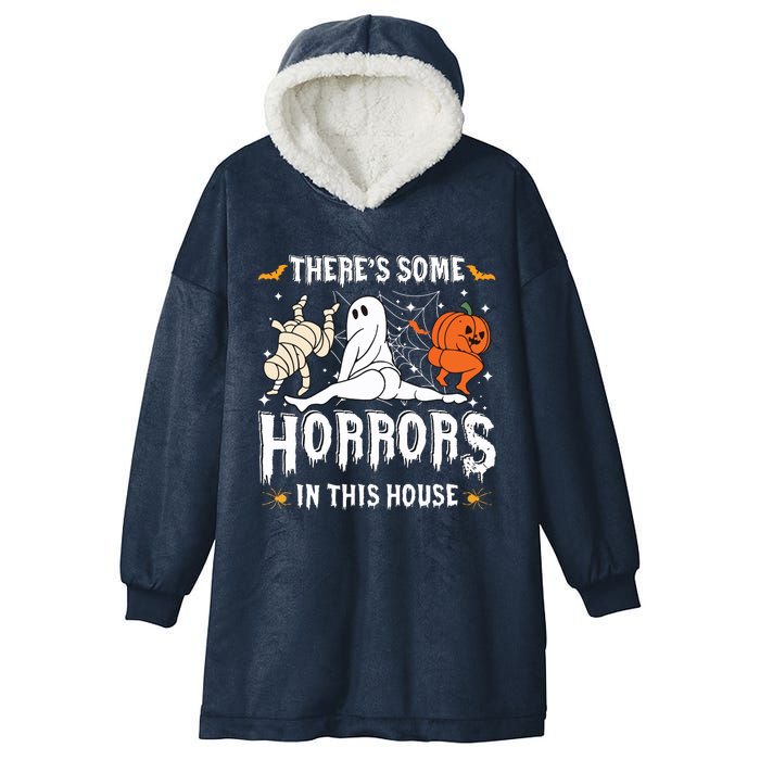 Theres Some Horrors In This House Ghost Pumpkin Halloween Hooded Wearable Blanket