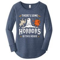 Theres Some Horrors In This House Ghost Pumpkin Halloween Women's Perfect Tri Tunic Long Sleeve Shirt