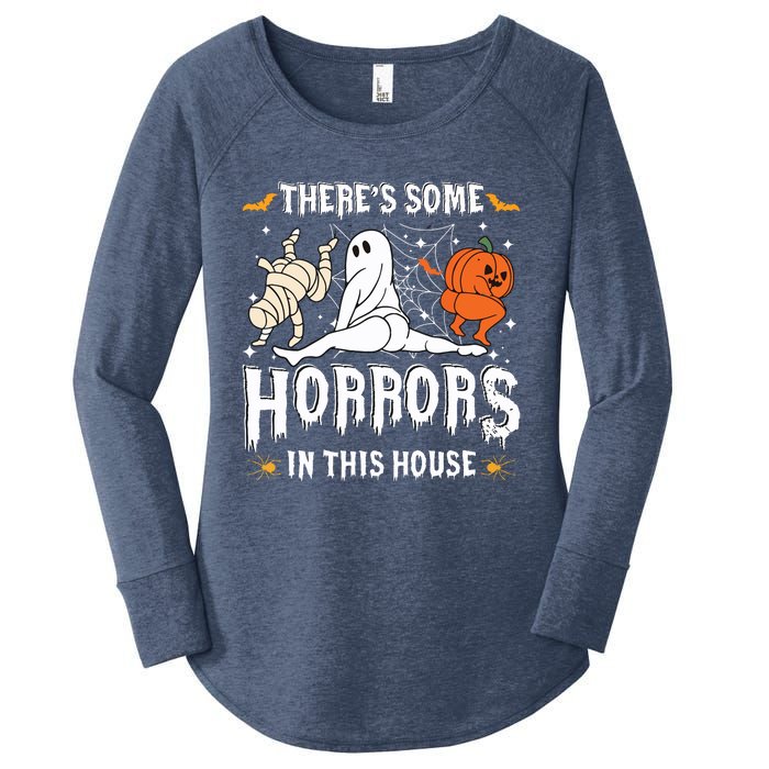 Theres Some Horrors In This House Ghost Pumpkin Halloween Women's Perfect Tri Tunic Long Sleeve Shirt