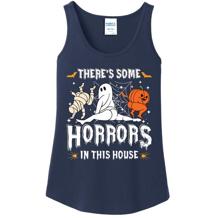 Theres Some Horrors In This House Ghost Pumpkin Halloween Ladies Essential Tank