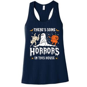 Theres Some Horrors In This House Ghost Pumpkin Halloween Women's Racerback Tank