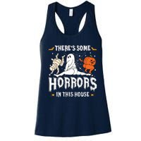 Theres Some Horrors In This House Ghost Pumpkin Halloween Women's Racerback Tank