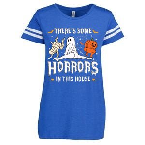 Theres Some Horrors In This House Ghost Pumpkin Halloween Enza Ladies Jersey Football T-Shirt