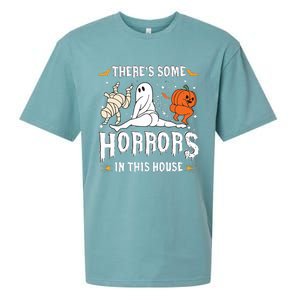 Theres Some Horrors In This House Ghost Pumpkin Halloween Sueded Cloud Jersey T-Shirt