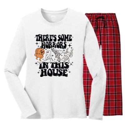 Theres Some Horrors In This House Women's Long Sleeve Flannel Pajama Set 