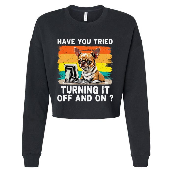 Tech Support Humor I Dog Tech Engineer I Computer It Guy Cropped Pullover Crew