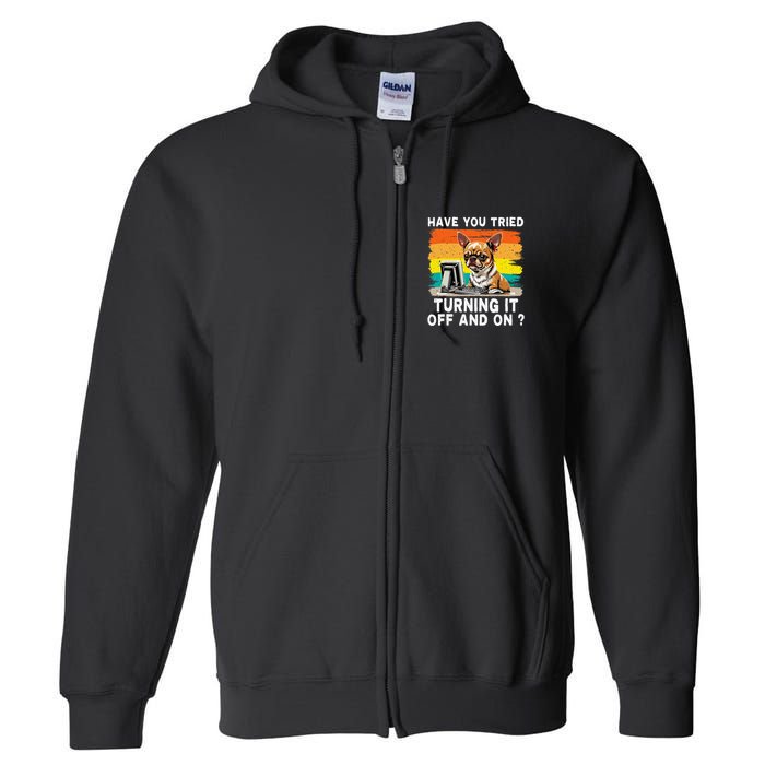 Tech Support Humor I Dog Tech Engineer I Computer It Guy Full Zip Hoodie